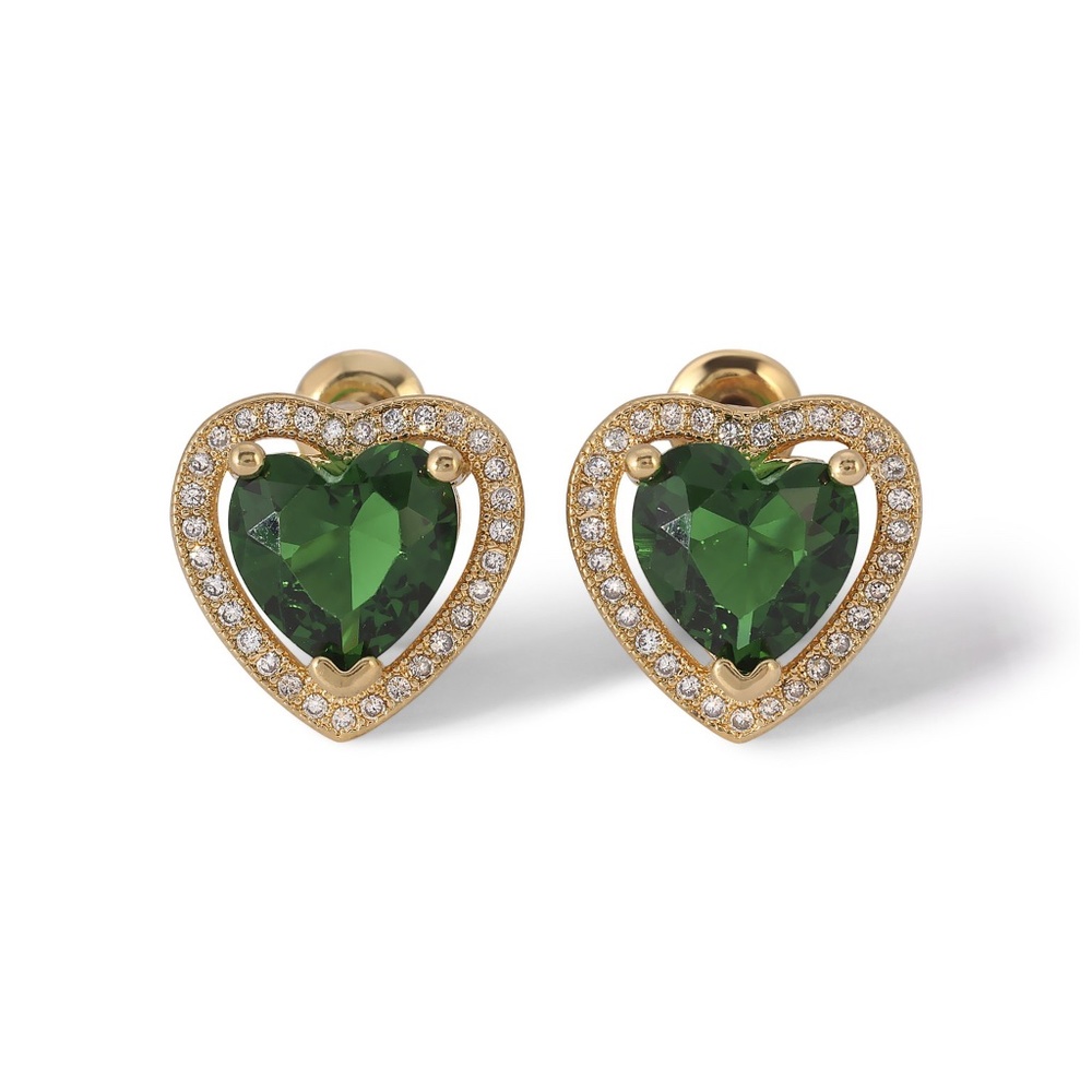 New Vanessa Mooney THE MINI HEART EARRINGS EMERALD